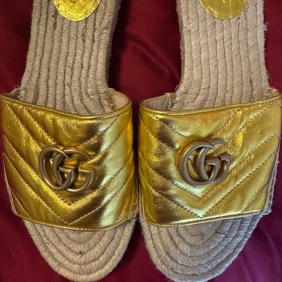 Gucci Gold Slide Sandals - Picture 7 of 9